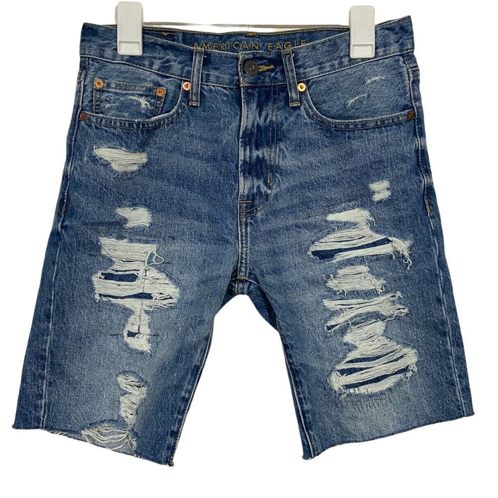 American Eagle Distressed Medium Wash Jean Shorts